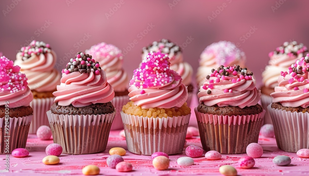 cupcake with pink frosting cupcake with pink frosting