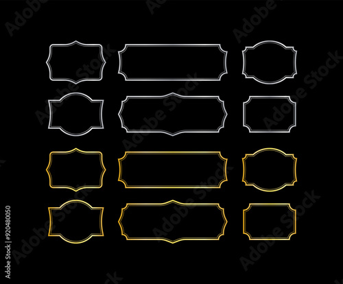 Frame Set Icons. Gold and silver frames icons. Flat style. Vector icons.