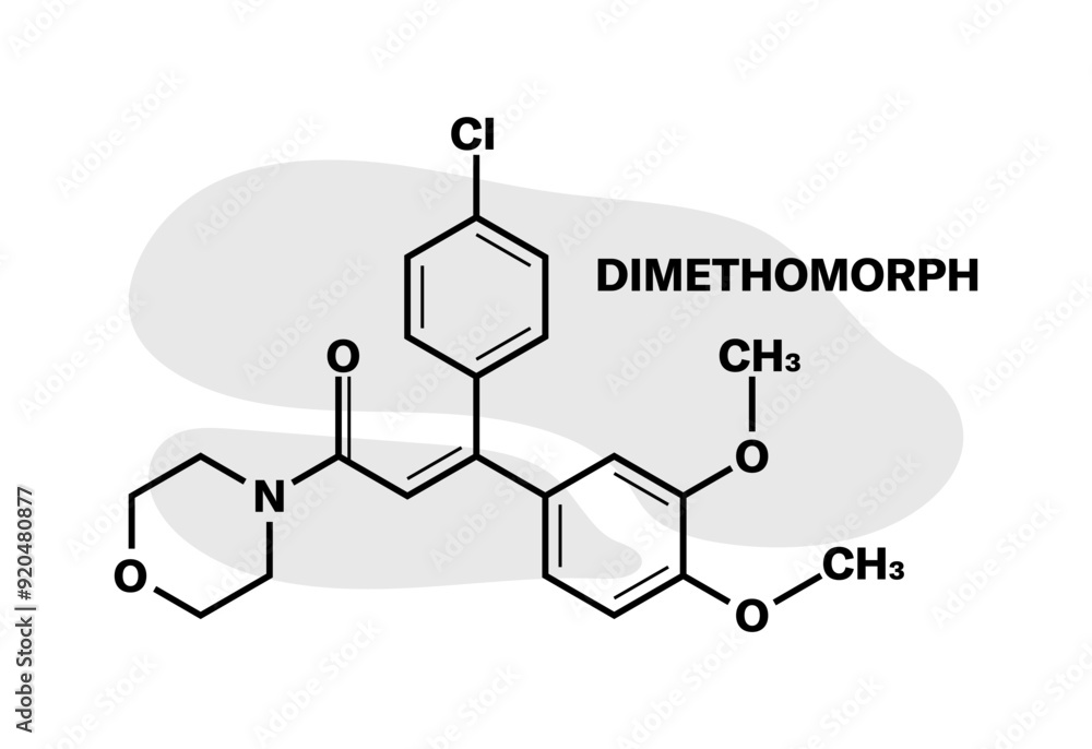 Chemical compound Dimethomorph icon. Linear style. Vector icon. Chemical compound Dimethomorph icon. Linear style. Vector icon.