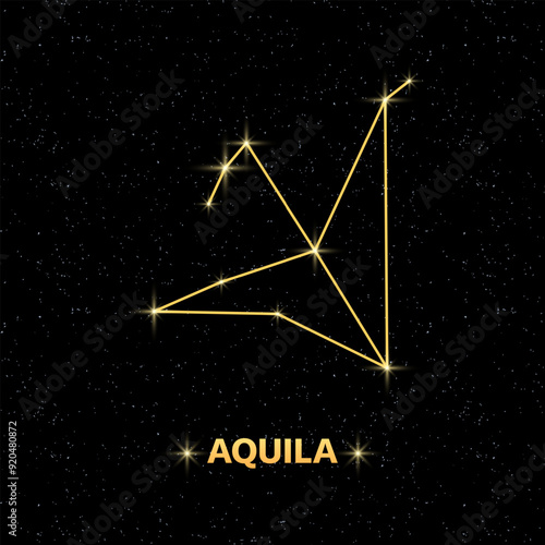 Constellation Aquila banner. Flat style. Vector illustration.