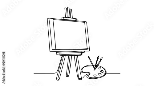 Easel line art illustration