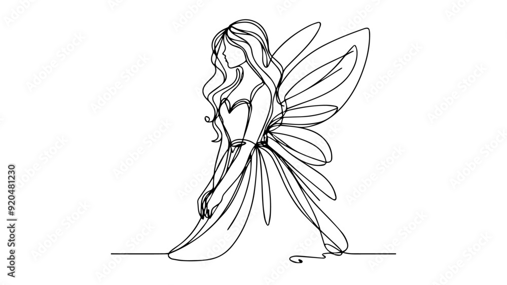 fairy one continuous line art fairy one continuous line art