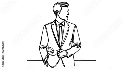 man in suit and tie lienart drawing 
