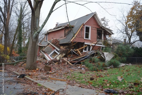 Homes ripped apart by the force of nature, AI generated