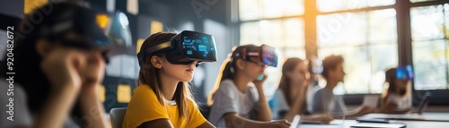 Students engaged in virtual...