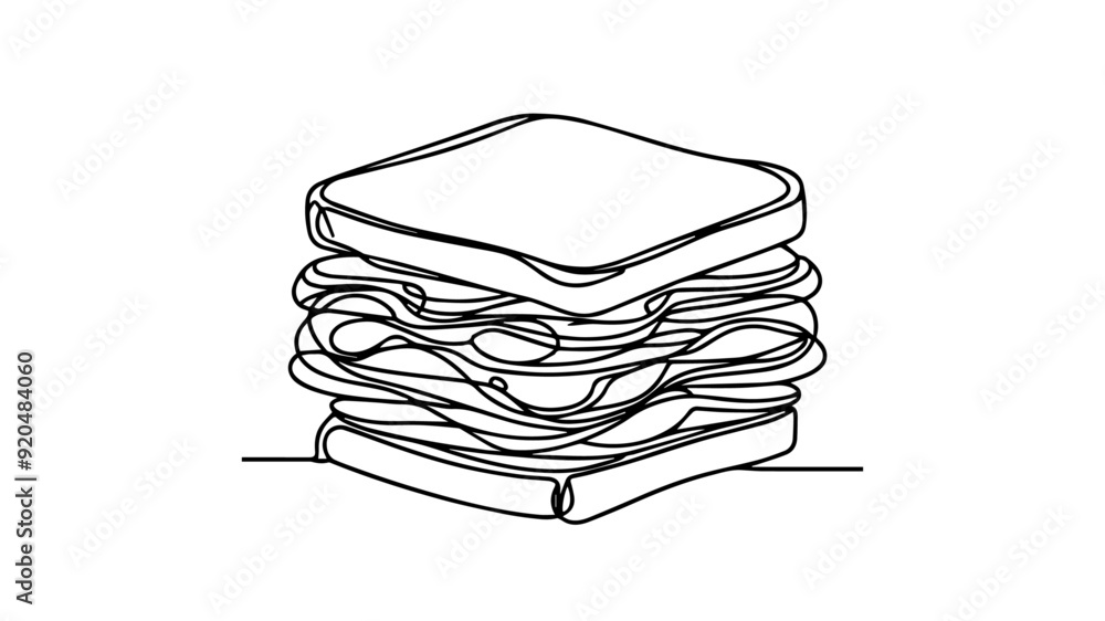layered sandwich with visible fillings one line drawing layered sandwich with visible fillings one line drawing