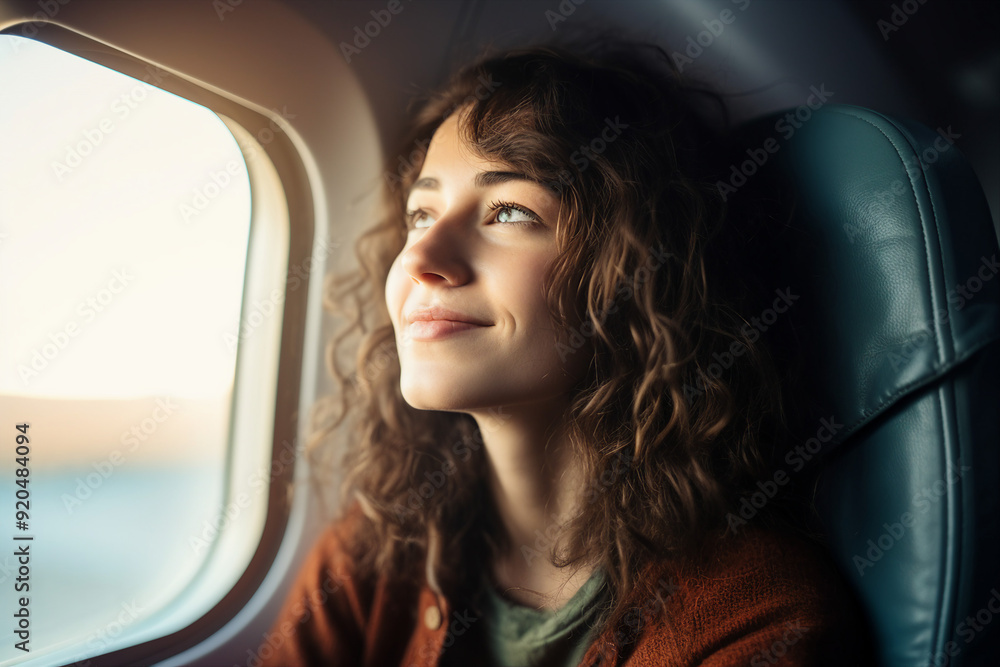 Positive person inside modern airplane jet passenger pilot, traveling by air, Generative AI photo Positive person inside modern airplane jet passenger pilot, traveling by air, Generative AI photo