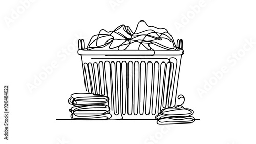 Laundry Basket one line illustration