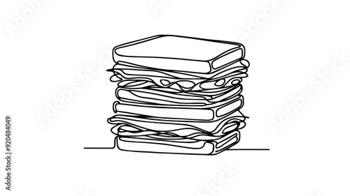 sandwich one line illustration vector