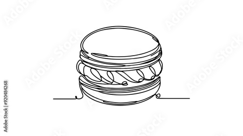 Macaron line art drawing illustration