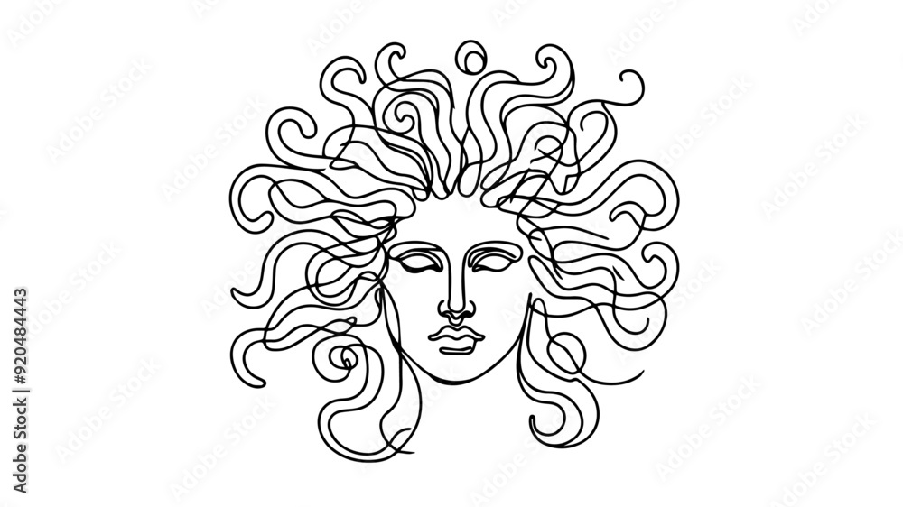 medusa portrait one line illustration medusa portrait one line illustration