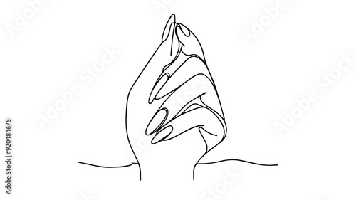 Nail manicure line art drawing