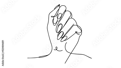 nail manicure one line illustration