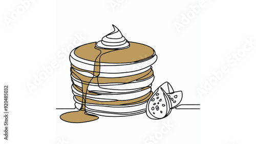 pancakes single line illustration vector photo