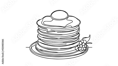 pancakes line art drawing vector