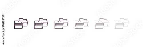 two folders outline icon. Linear vector from business concept. 6 different line style two folders icon included thin, light, regular, medium, bold, black style