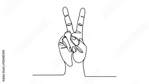 peace hand sign line art drawing vector