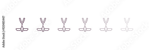 golf sticks outline icon. Linear vector from business concept. 6 different line style golf sticks icon included thin, light, regular, medium, bold, black style photo