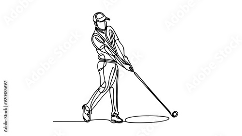 professional golfer line art drawing vector