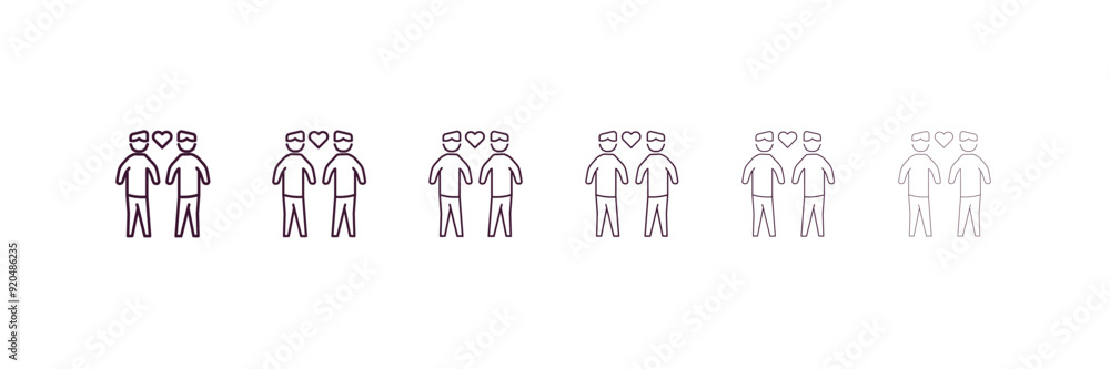 men couple outline icon. Linear vector from business concept. 6 different line style men couple icon included thin, light, regular, medium, bold, black style men couple outline icon. Linear vector from business concept. 6 different line style men couple icon included thin, light, regular, medium, bold, black style