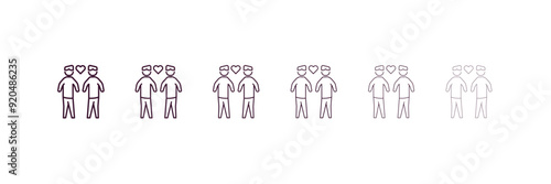 men couple outline icon. Linear vector from business concept. 6 different line style men couple icon included thin, light, regular, medium, bold, black style