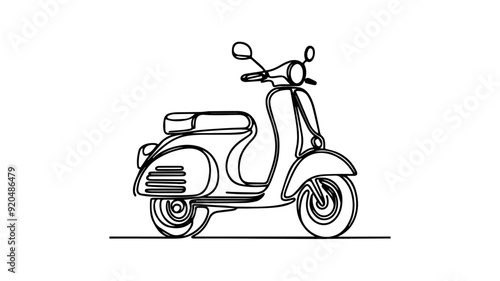 Scooter line art illustration vector