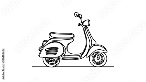 One line art illustration of a scooter