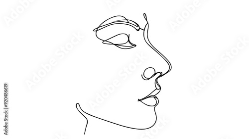 side profile of a human face line art drawing
