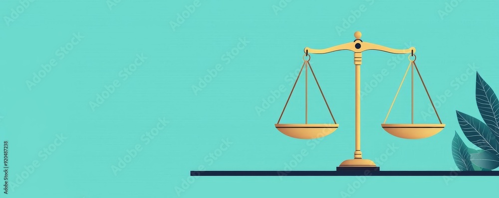 Justice scales with a key, unlocking equality, flat design illustration Justice scales with a key, unlocking equality, flat design illustration