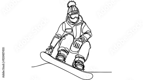 Snowboarder line art illustration