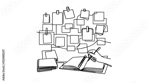 Sticky Notes line art illustration