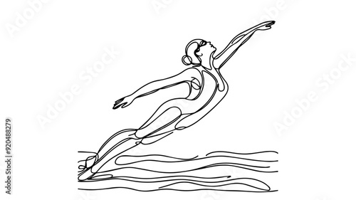 synchro swimming line art illustration