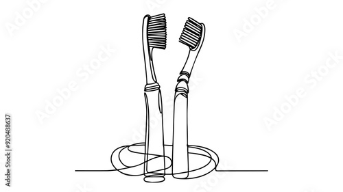 toothbrush one line drawing