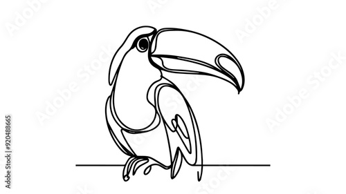One line drawing of a toucan 