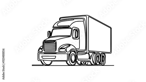 semi truck single line illustration vector