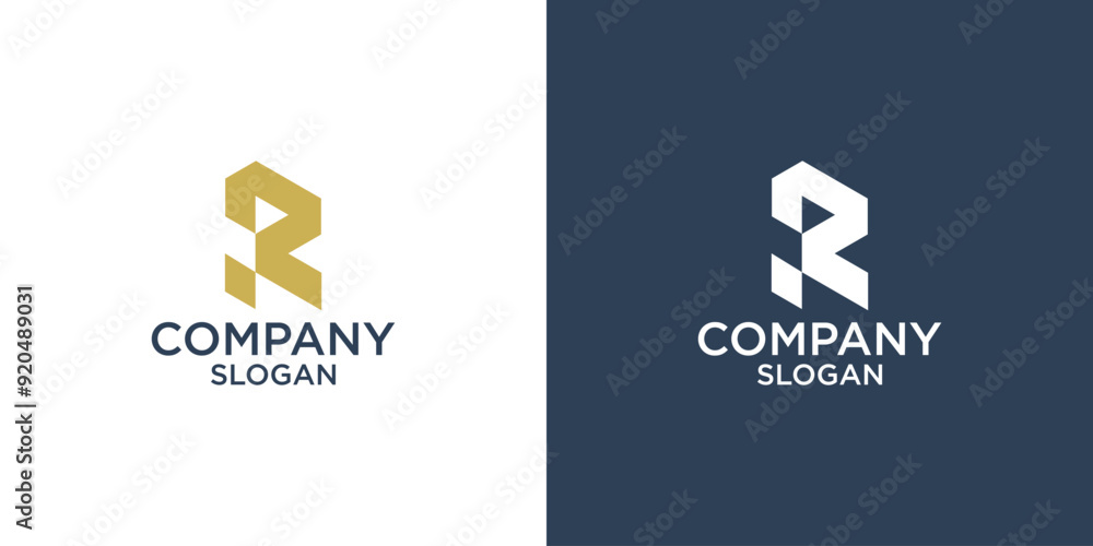 R letter abstract monogram with gold color logo design vector