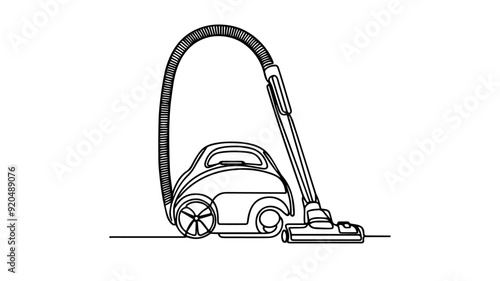 Vacuum Cleaner one line art drawing vector