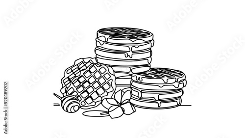 waffles line art drawing