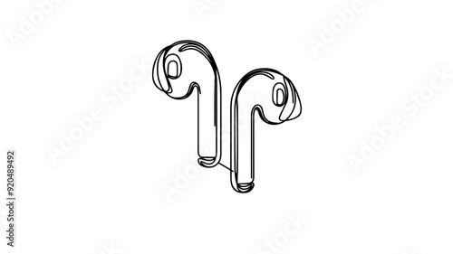 Wireless Earbuds line art drawing vector