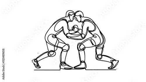 wrestlers line art vector