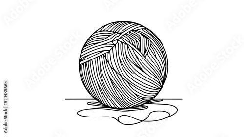 Yarn Ball line drawing vector