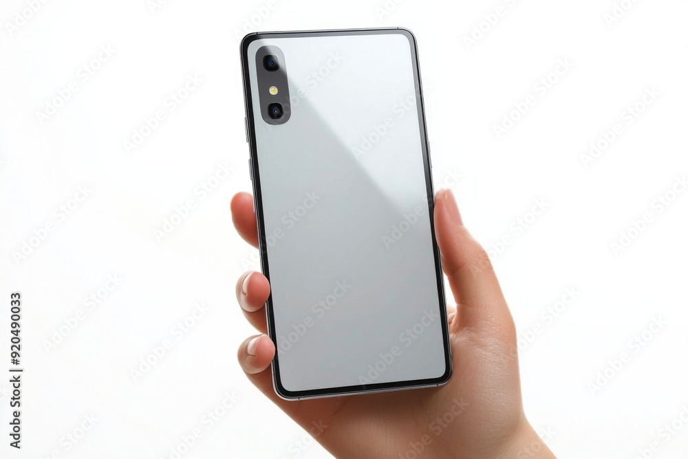 Blank Smartphone Mockup on Hand created with Generative AI