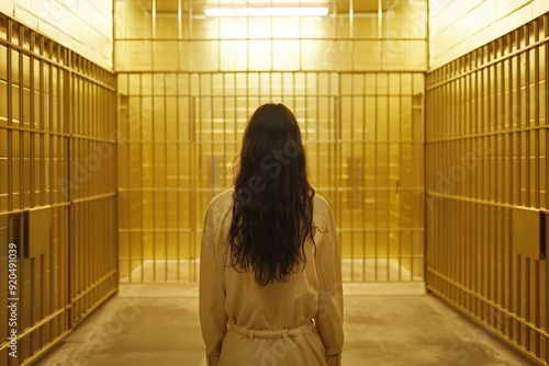 ai generative woman in golden prison