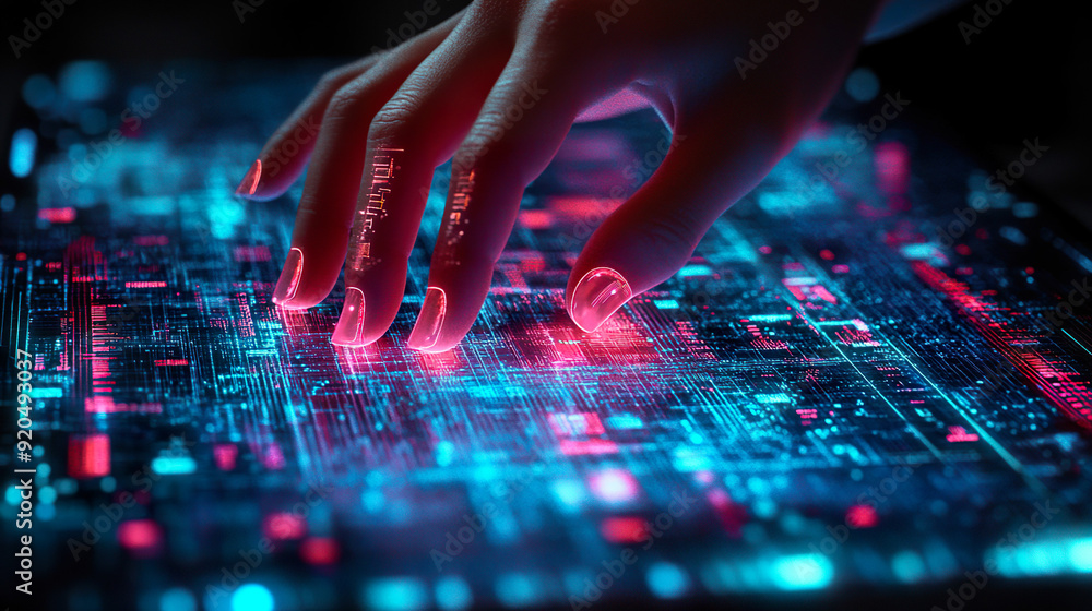 Hand of human touching a virtual screen futuristic technology digital. Hand of human touching a virtual screen futuristic technology digital.