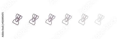 sharpener outline icon. Linear vector from education concept. 6 different line style sharpener icon included thin, light, regular, medium, bold, black