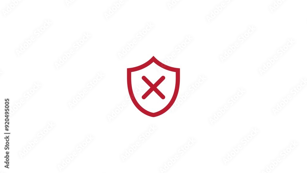 animation of Shield with decline icon, Shield with decline icon. animation of Shield with decline icon, Shield with decline icon.