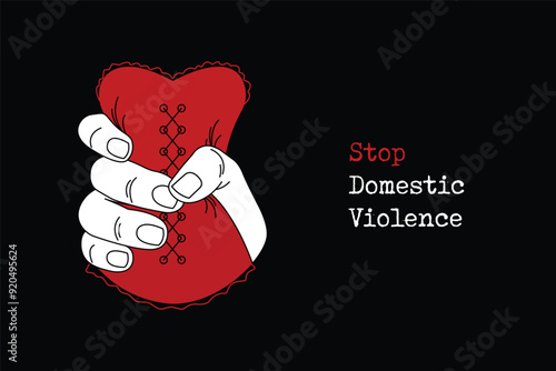 Stop, domestic violence, creative social issue, flat illustration, acknowledge domestic violence, aesthetic illustration, Concept of domestic abuse and sexual harassment, violence against women
