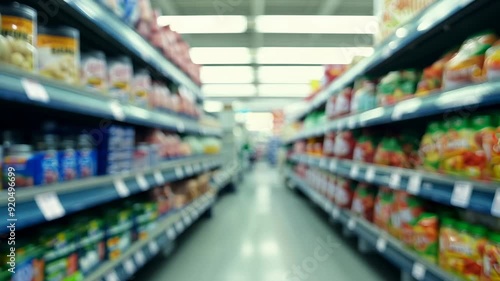 Wallpaper Mural Grocery store aisle showcasing a variety of products in a bustling location Torontodigital.ca