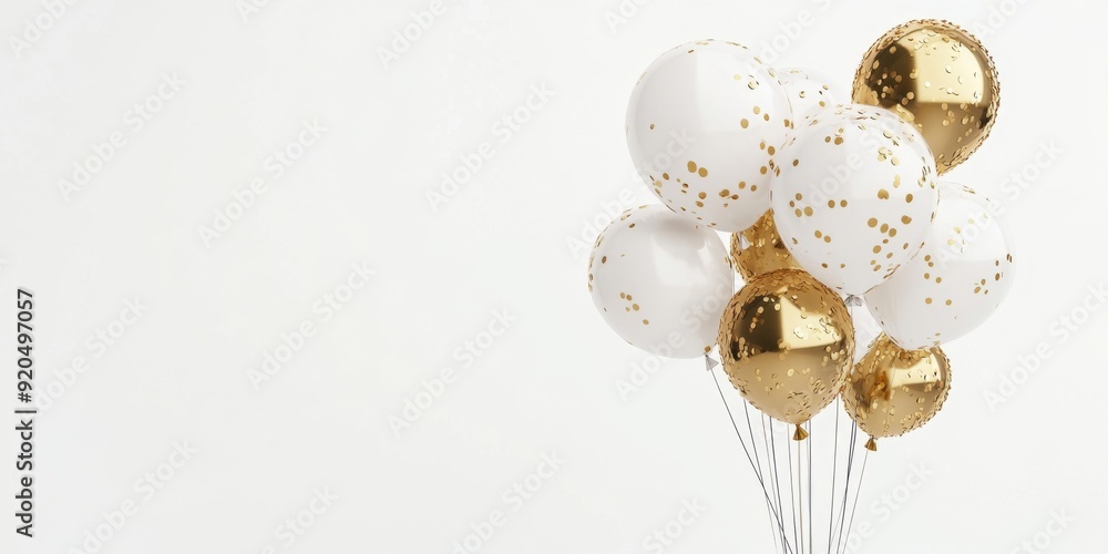custom made wallpaper toronto digitalElegant White and Gold Balloons on a White Background, Exuding Festive Cheer and Timeless Elegance for Celebrations.