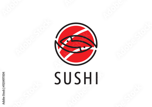 simple sushi logo. japanese food restaurant vector design inspiration